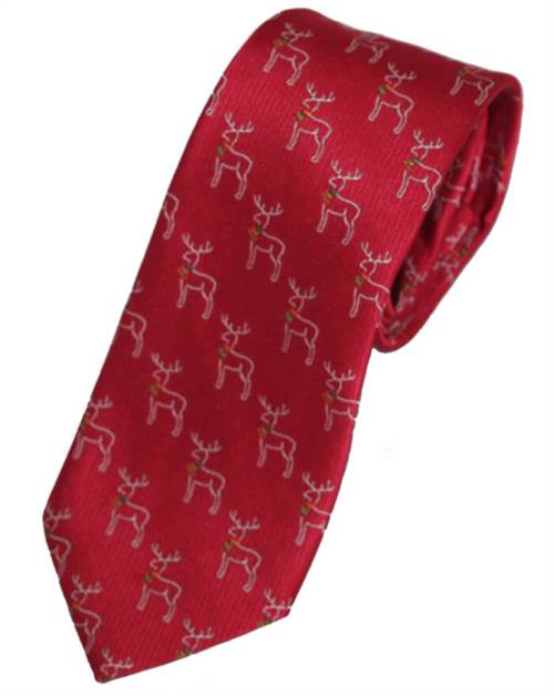 Køb rødt jule slips med Rudolf rensdyr